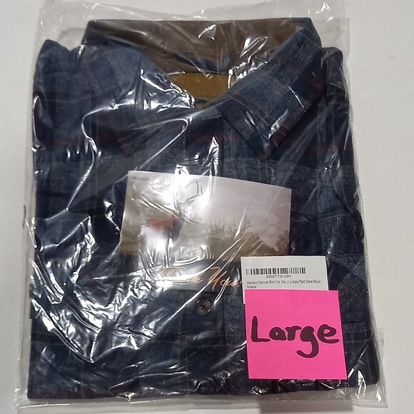 Mens Flannel Plaid Shirt Plaid Steel Blue | Large - Picture 2 of 5